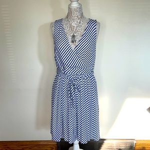 NWT Blue and White Striped Flare Dress